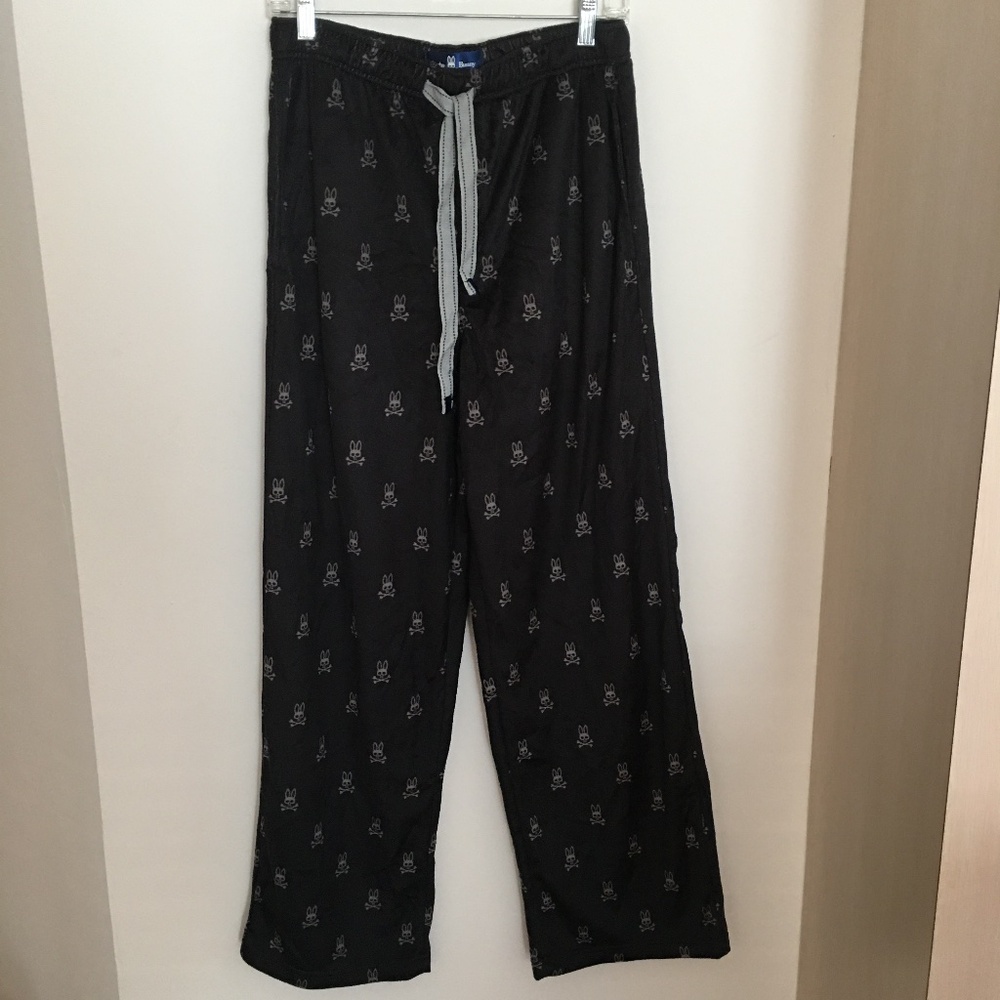 Black Psycho Bunny Robert Godley All Over Print Drawstring/Elastic Men’s Pajama